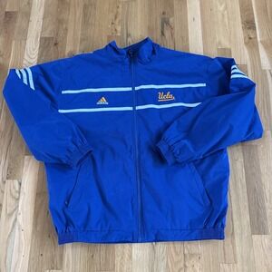 2000s Adidas UCLA Bruins Team Issued Windbreaker Jacket Blue Gold Size XL
